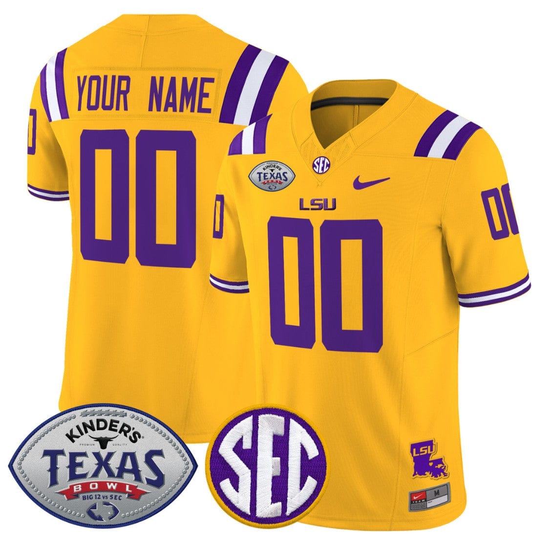 Alternative view of Custom LSU Tigers Jersey 2025 Texas Bowl Vapor Limited Stitched