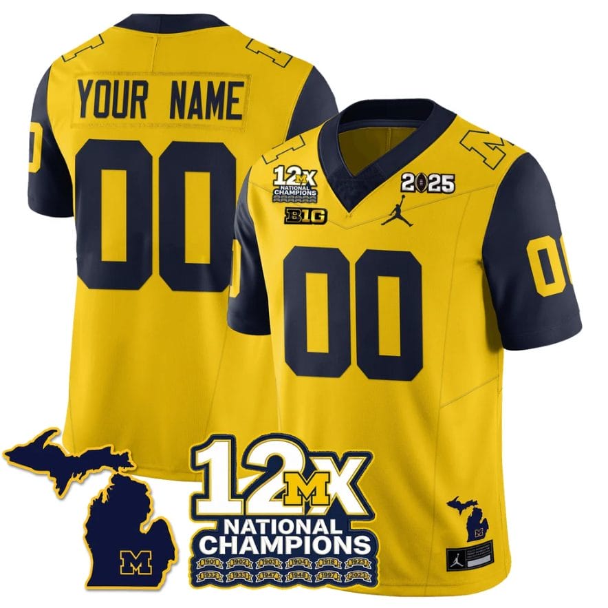 Custom Michigan Wolverines Jersey 12x-Time National Champions Stitched - Image 3