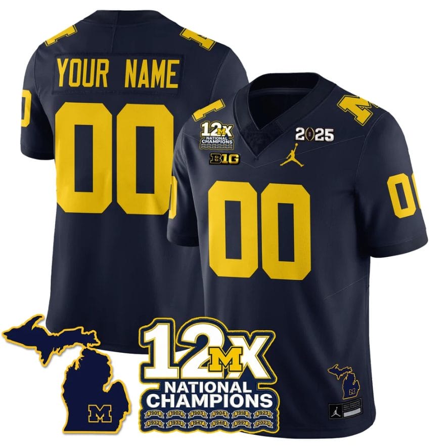 Custom Michigan Wolverines Jersey 12x-Time National Champions Stitched - Image 4