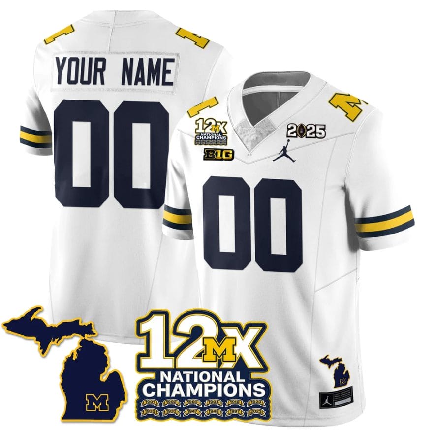 Custom Michigan Wolverines Jersey 12x-Time National Champions Stitched - Image 6