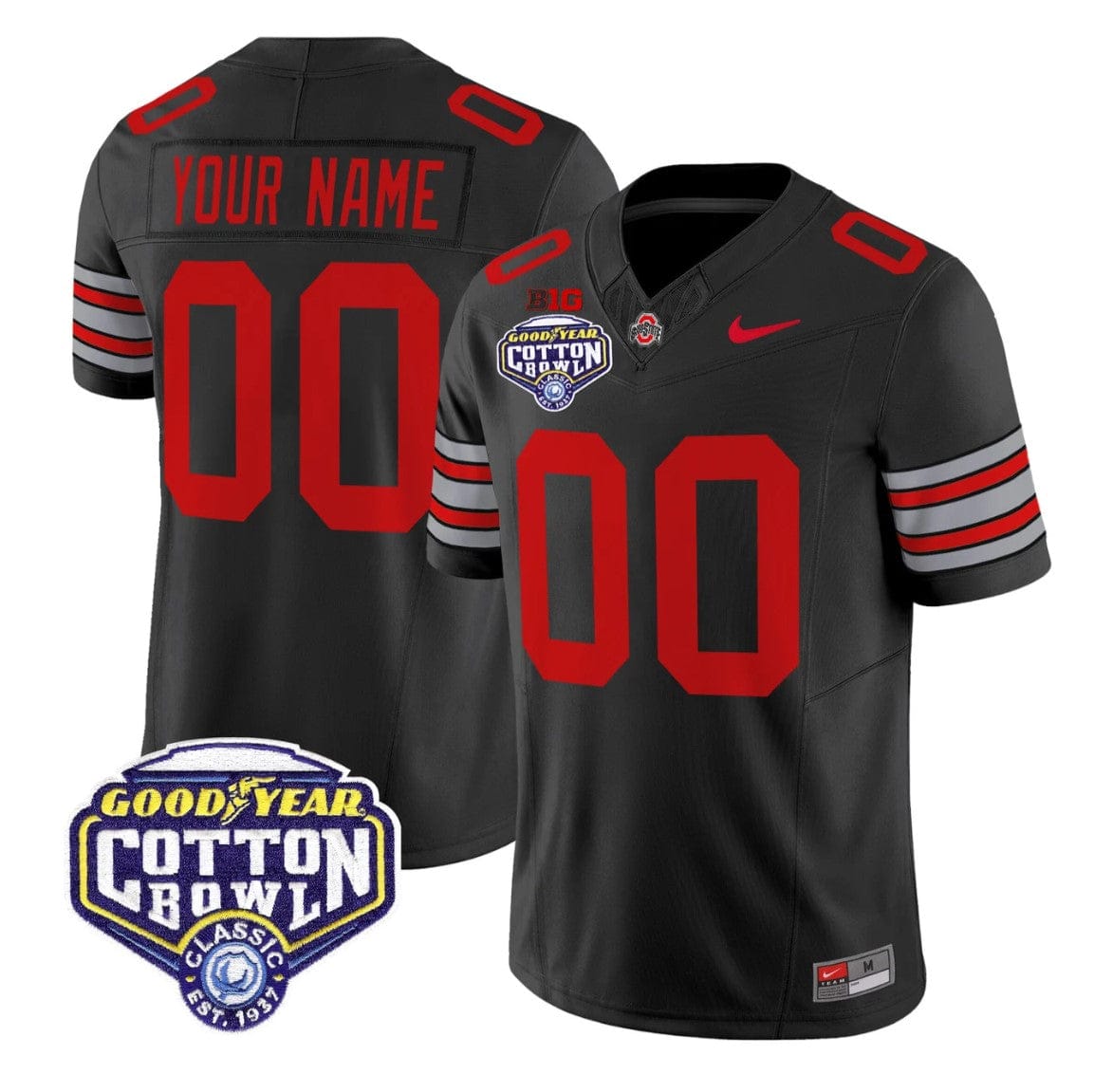 Custom Ohio State Jersey Heritage Stripe 2025 Cotton Bowl Patch Stitched - Image 2