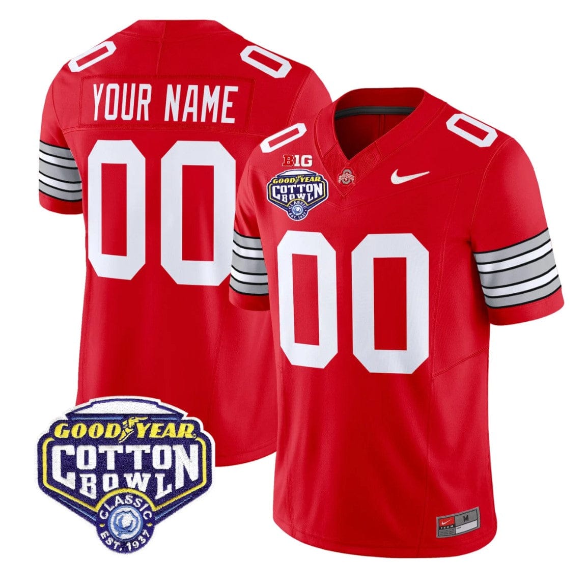 Custom Ohio State Jersey Heritage Stripe 2025 Cotton Bowl Patch Stitched - Image 3