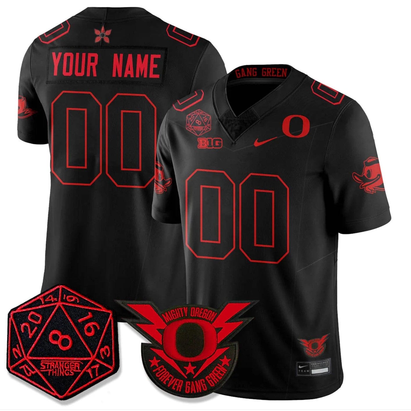 Custom Oregon Ducks Jersey Stranger Things Vapor Limited Stitched - Image 2