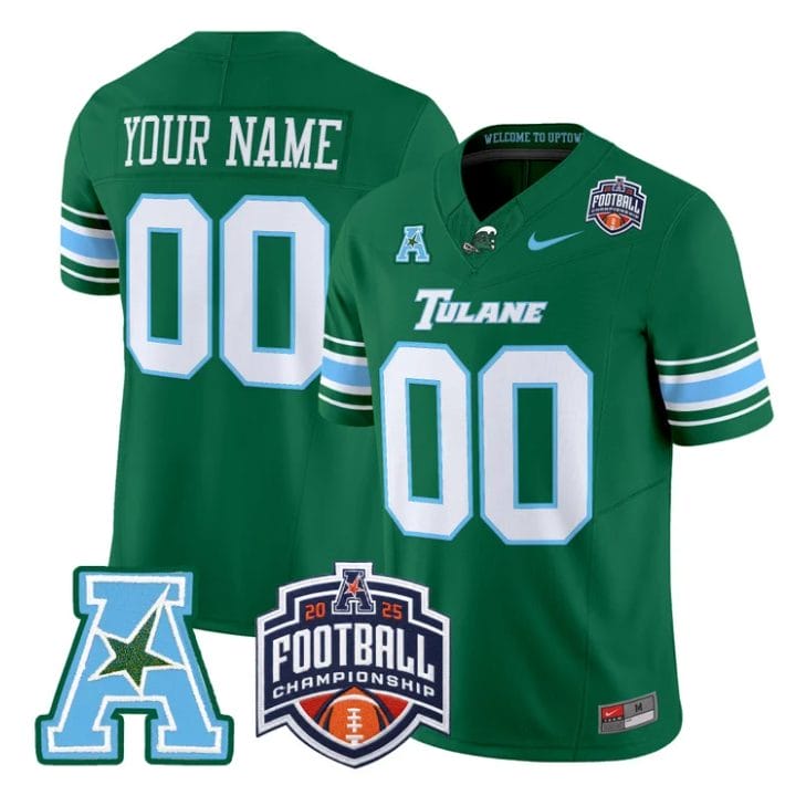 Custom Tulane Green Wave Jersey 2025 AAC Championship Vapor Stitched - Image 4