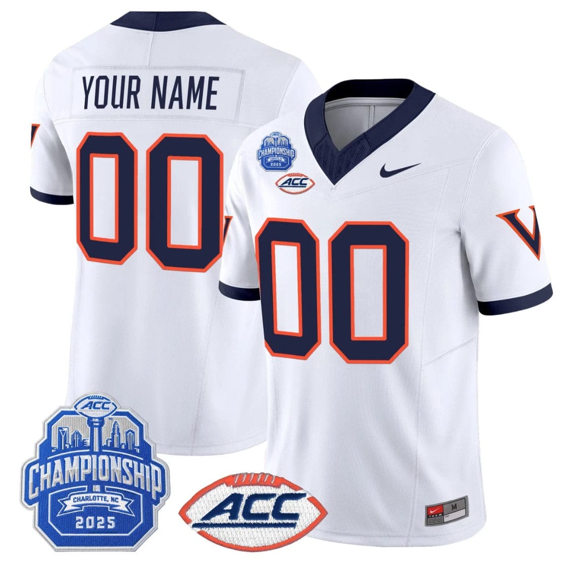 Alternative view of Custom Virginia Cavaliers Jersey 1995 Throwbacks 2025 ACC Championship Patch