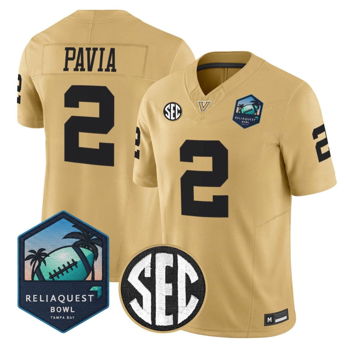 Diego Pavia Jersey #2 Vanderbilt Commodores 2025 ReliaQuest Bowl Stitched - Image 3