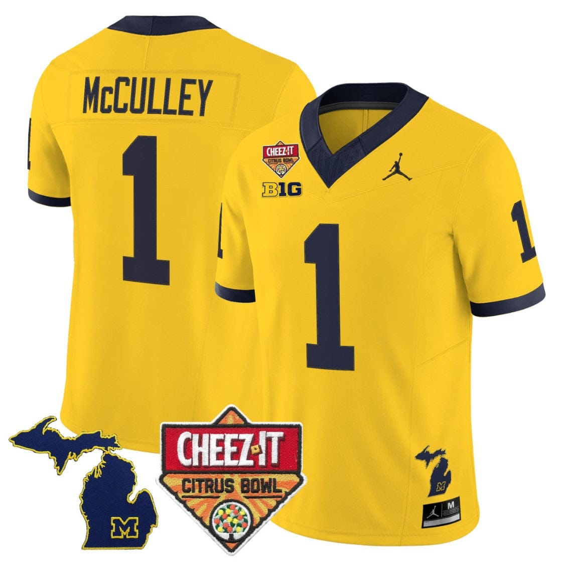 Alternative view of Donaven McCulley Jersey #1 Michigan Wolverines 2025 Cheez-It Citrus Bowl
