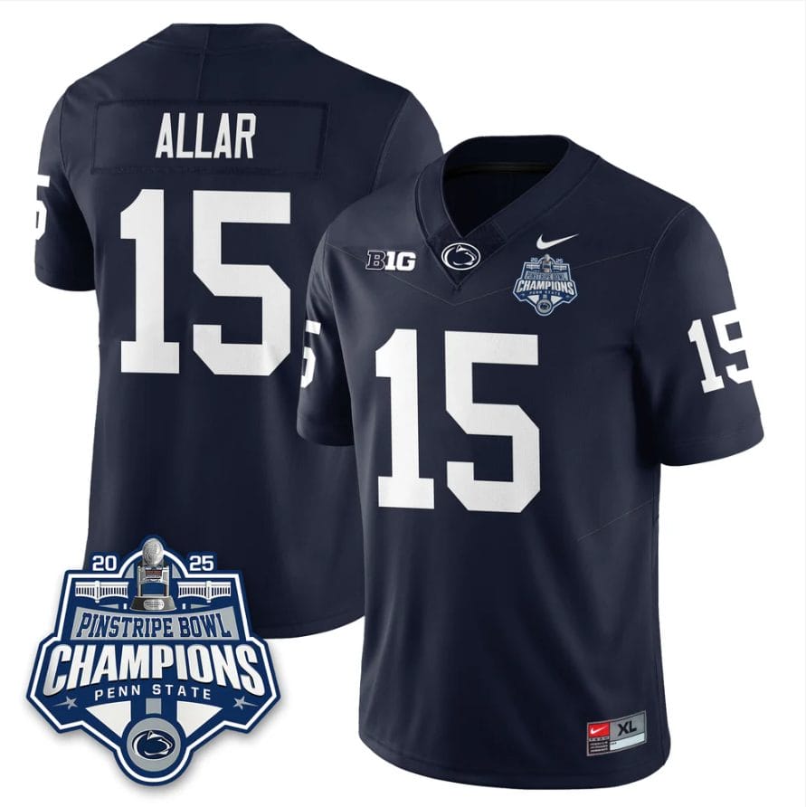 Alternative view of Drew Allar Jersey #15 Penn State 2025 Pinstripe Bowl Champions Stitched