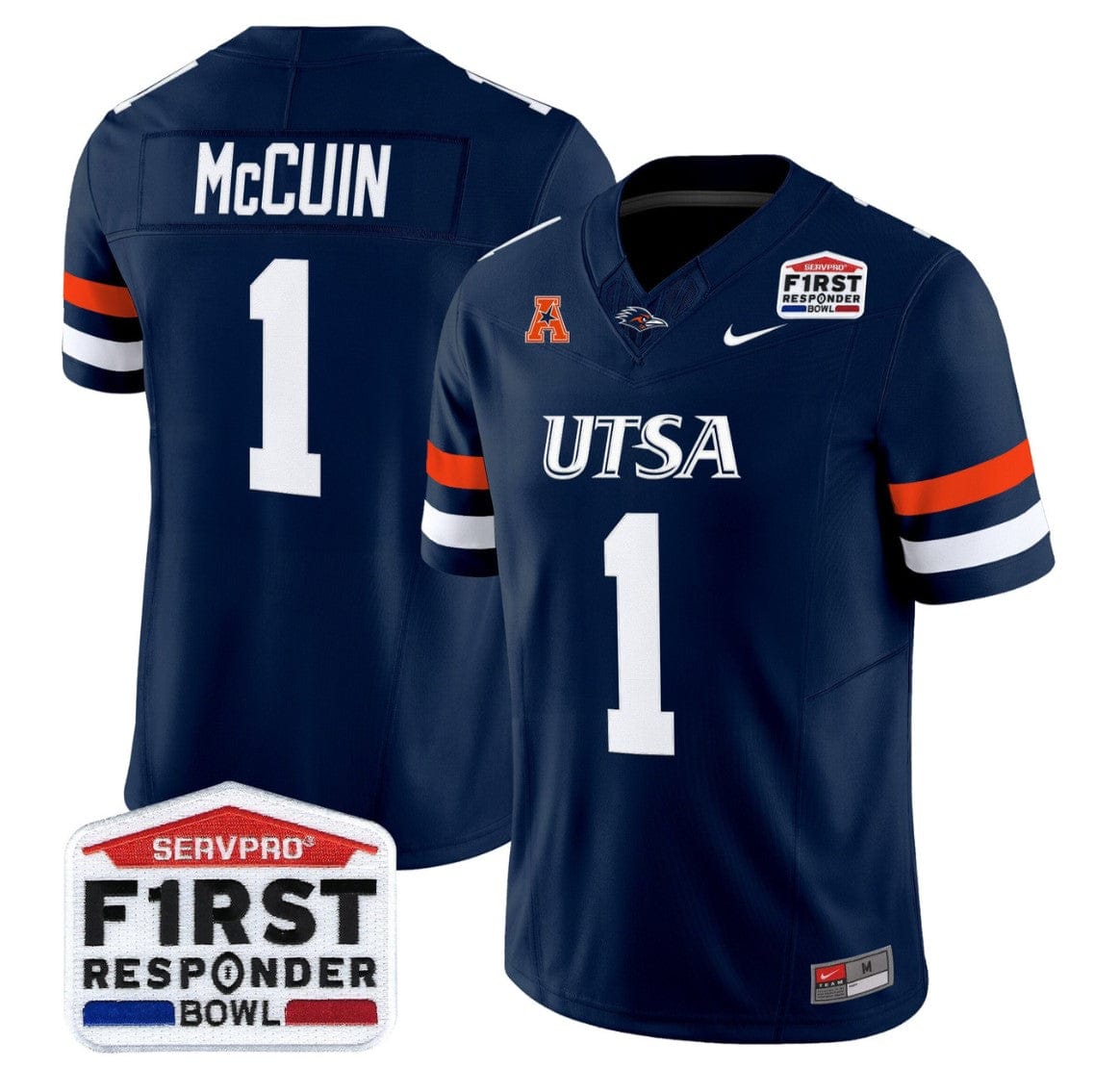 Alternative view of Devin McCuin Jersey #1 UTSA Roadrunners 2025 First Responder Bowl Stitched