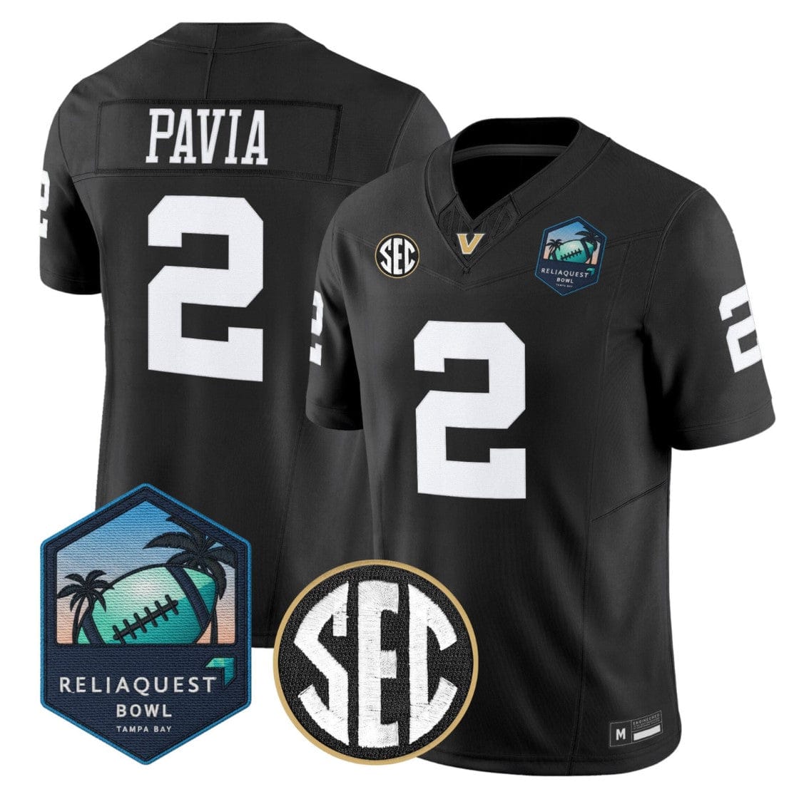 Alternative view of Diego Pavia Jersey #2 Vanderbilt Commodores 2025 ReliaQuest Bowl Stitched