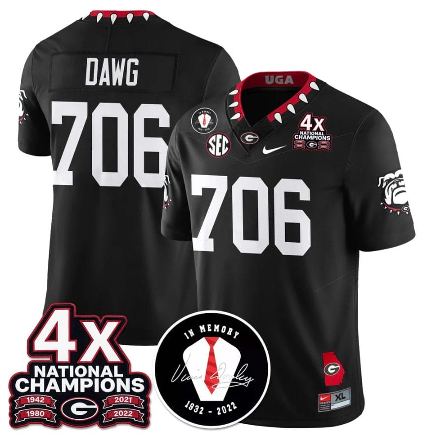 Alternative view of Dawg Jersey #706 Georgia Bulldogs 4x-Time National Champions Stitched