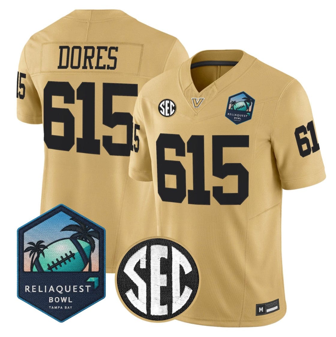 Dores Jersey #615 Vanderbilt Commodores 2025 ReliaQuest Bowl Stitched - Image 3