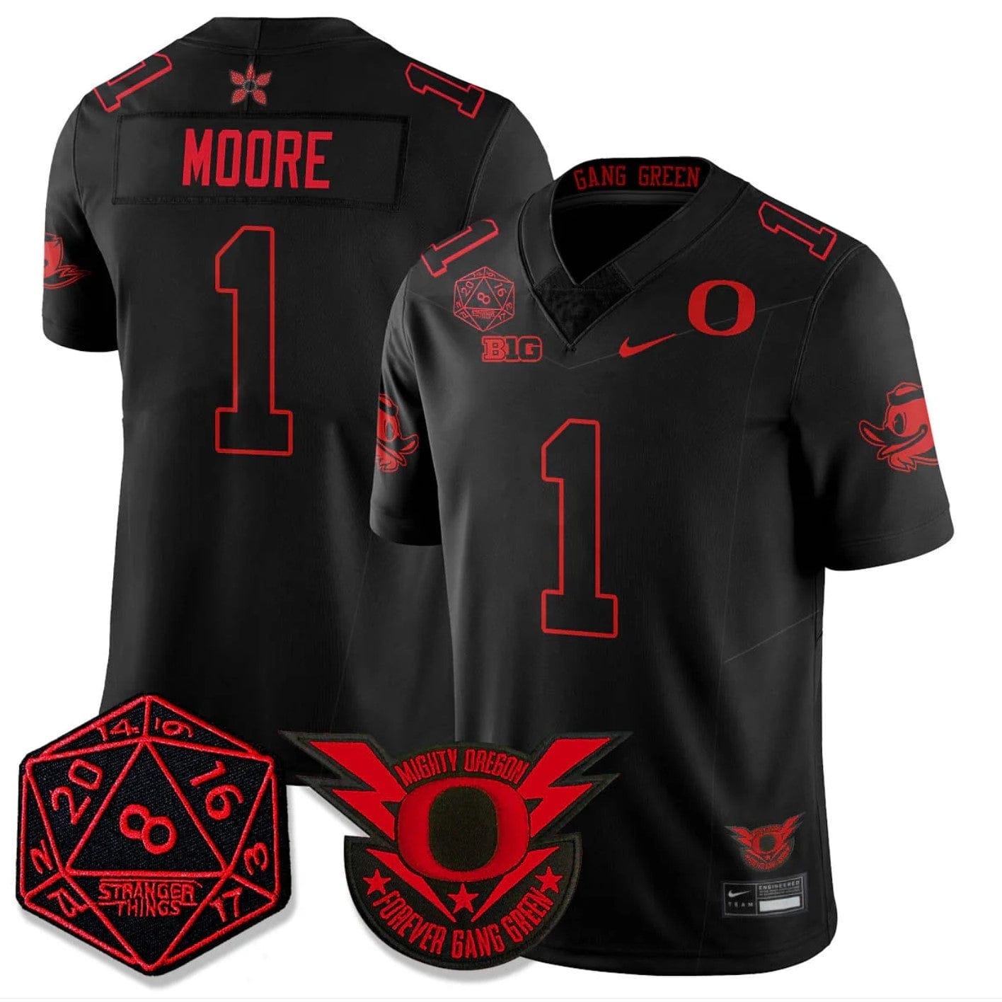 Alternative view of Dakorien Moore Jersey #1 Oregon Ducks Stranger Things Vapor Limited Stitched