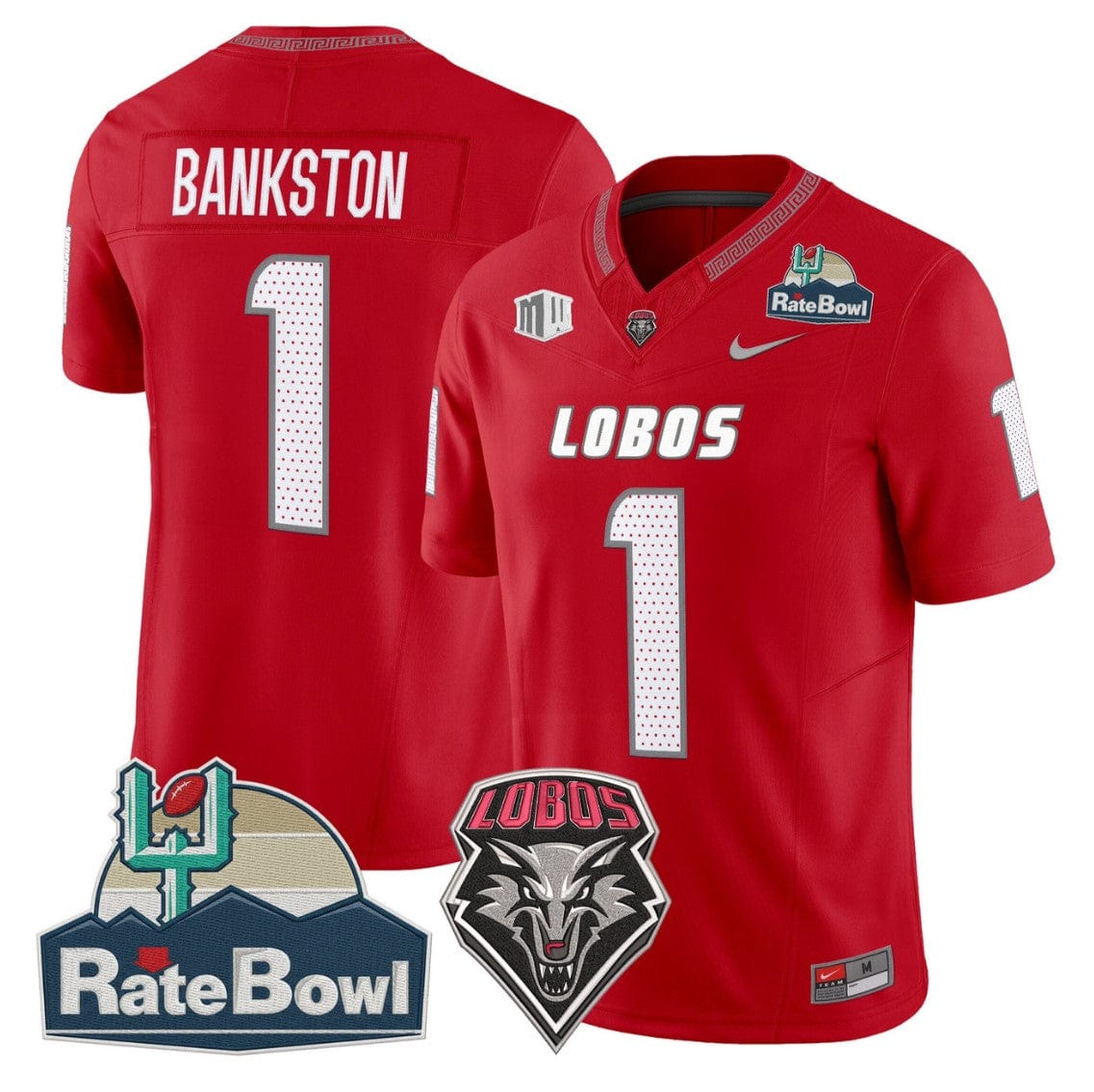 Damon Bankston Jersey #1 New Mexico Lobos 2025 Rate Bowl Vapor Stitched - Image 3