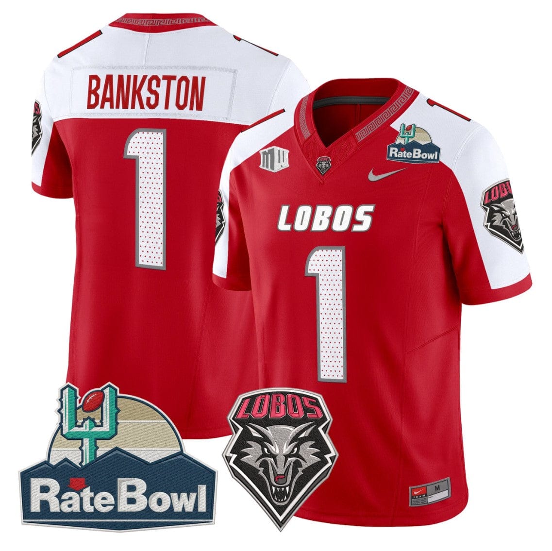 Damon Bankston Jersey #1 New Mexico Lobos 2025 Rate Bowl Vapor Stitched - Image 2