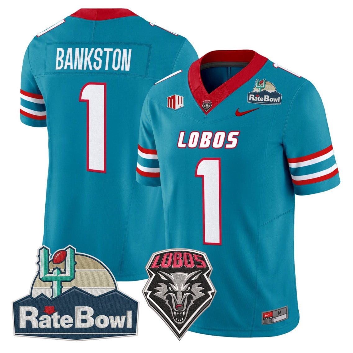 Damon Bankston Jersey #1 New Mexico Lobos 2025 Rate Bowl Vapor Stitched - Image 4