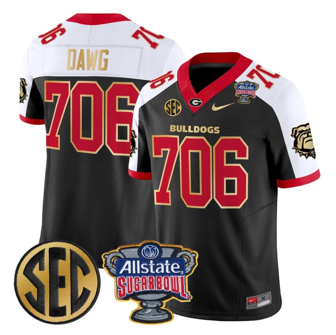 Dawg Jersey #706 Georgia Bulldogs Sugar Bowl Patch Limited Stitched - Image 3