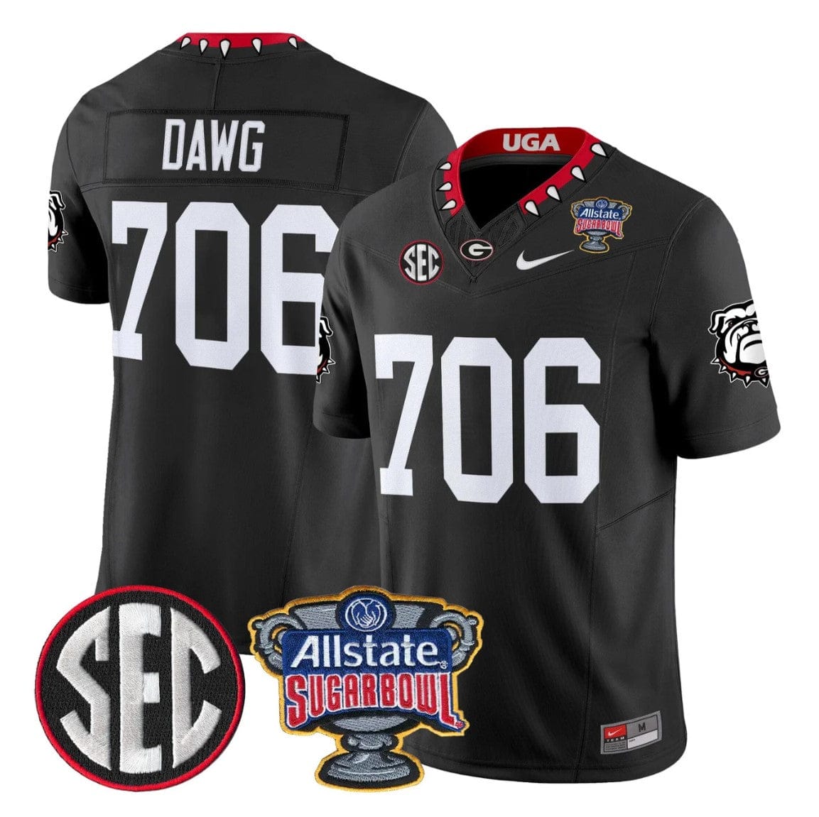 Alternative view of Dawg Jersey #706 Georgia Bulldogs Sugar Bowl Patch Limited Stitched