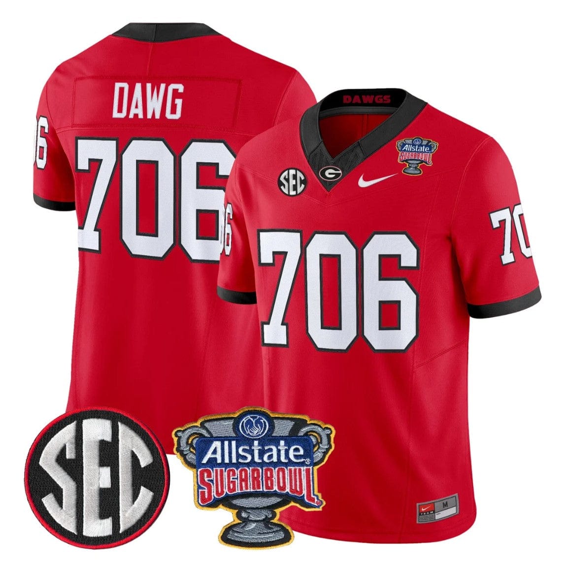 Dawg Jersey #706 Georgia Bulldogs Sugar Bowl Patch Limited Stitched - Image 4