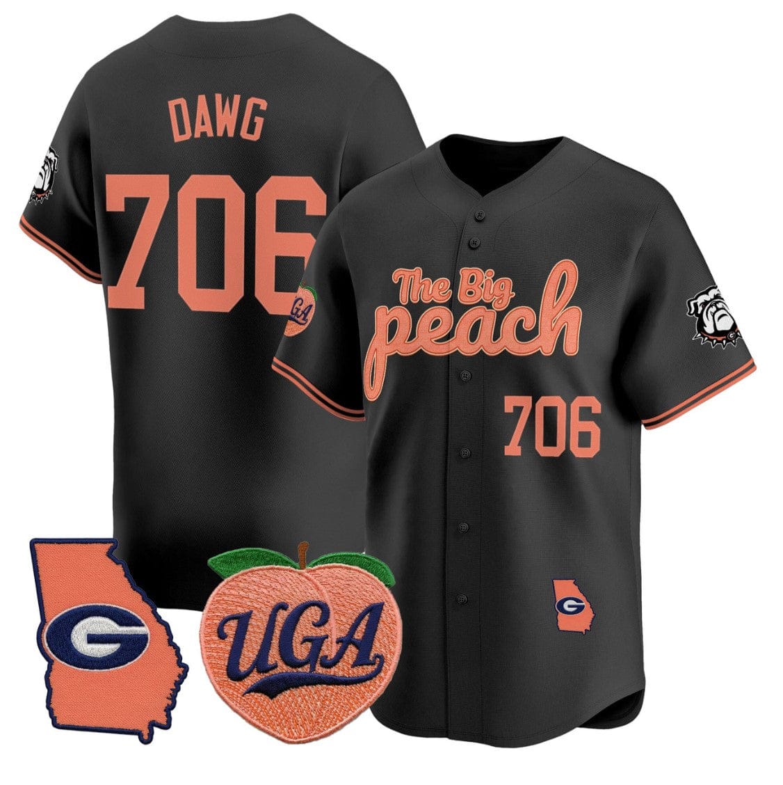 Dawg Jersey #706 Georgia Bulldogs The Big Peach Baseball Stitched