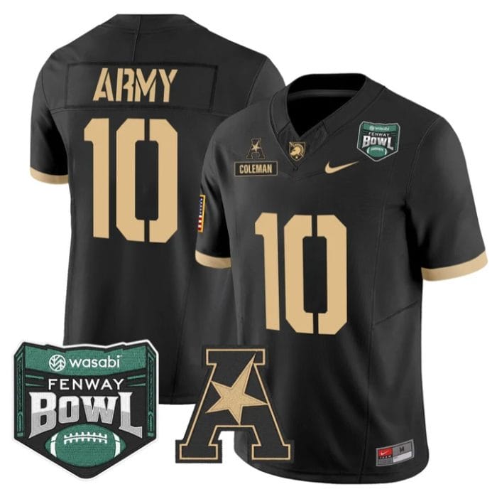 Alternative view of Dewayne Coleman Jersey #10 Army Black Knights 2025 Fenway Bowl Stitched