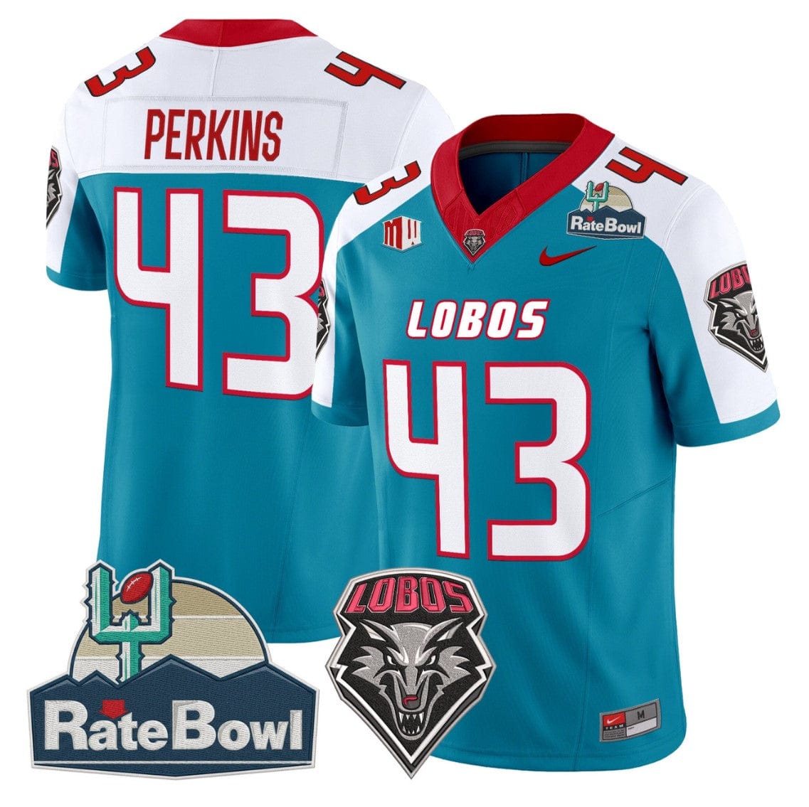 Don Perkins Jersey #43 New Mexico Lobos 2025 Rate Bowl Vapor Stitched