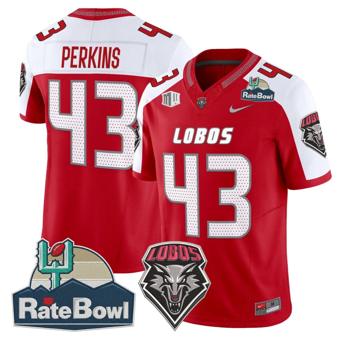 Alternative view of Don Perkins Jersey #43 New Mexico Lobos 2025 Rate Bowl Vapor Stitched