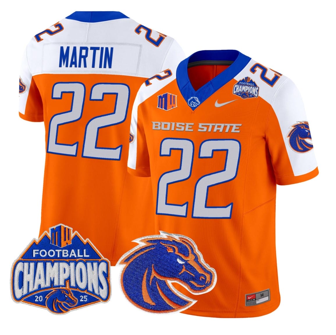 Alternative view of Doug Martin Jersey #22 Boise State Broncos 2025 Mountain West Champions