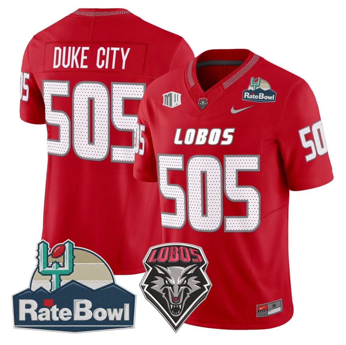 Duke City Jersey #505 New Mexico Lobos 2025 Rate Bowl Vapor Stitched - Image 3