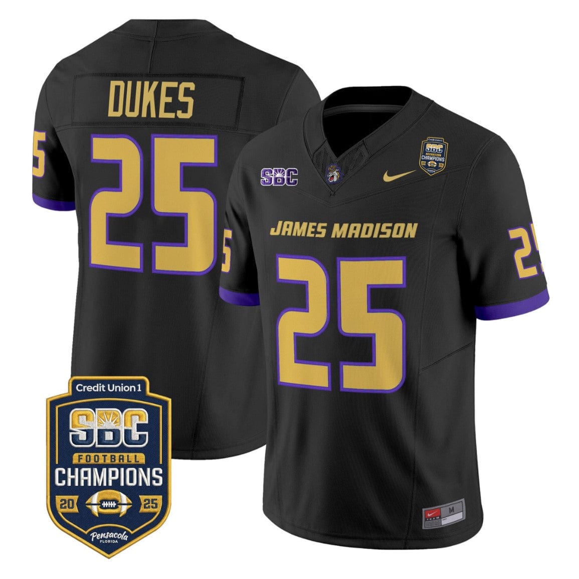 Alternative view of Dukes Jersey #25 James Madison Dukes 2025 SBC Champions Stitched
