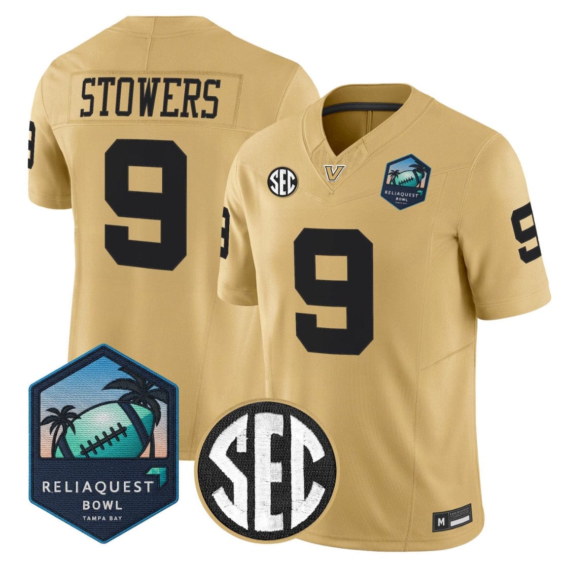 Eli Stowers Jersey #9 Vanderbilt Commodores 2025 ReliaQuest Bowl Stitched - Image 3