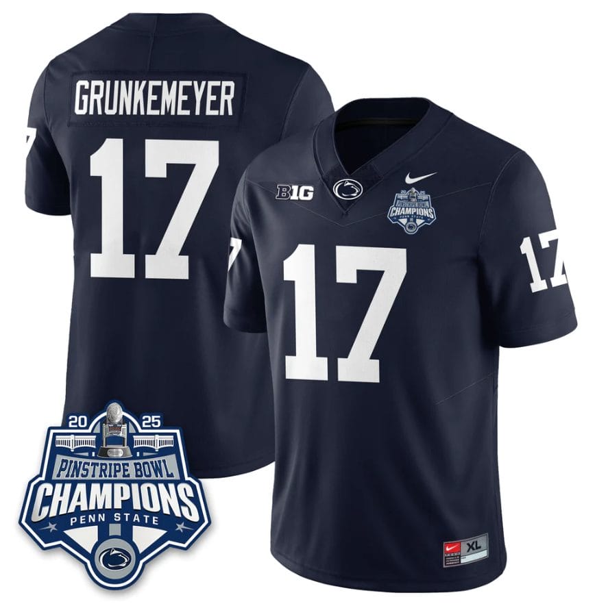 Alternative view of Ethan Grunkemeyer Jersey #17 Penn State 2025 Pinstripe Bowl Champions