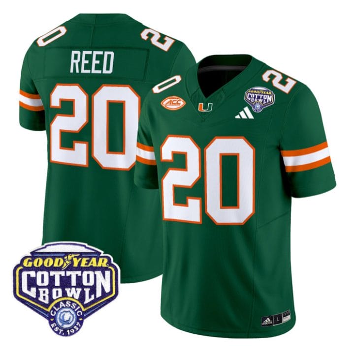 Alternative view of Ed Reed Jersey #20 Miami Hurricanes 2025 Cotton Bowl Patch Stitched