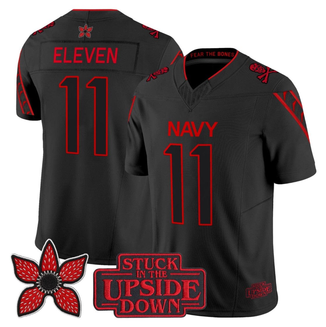 Eleven Jersey #11 Navy Midshipmen Stranger Things x Jolly Roger Edition Stitched