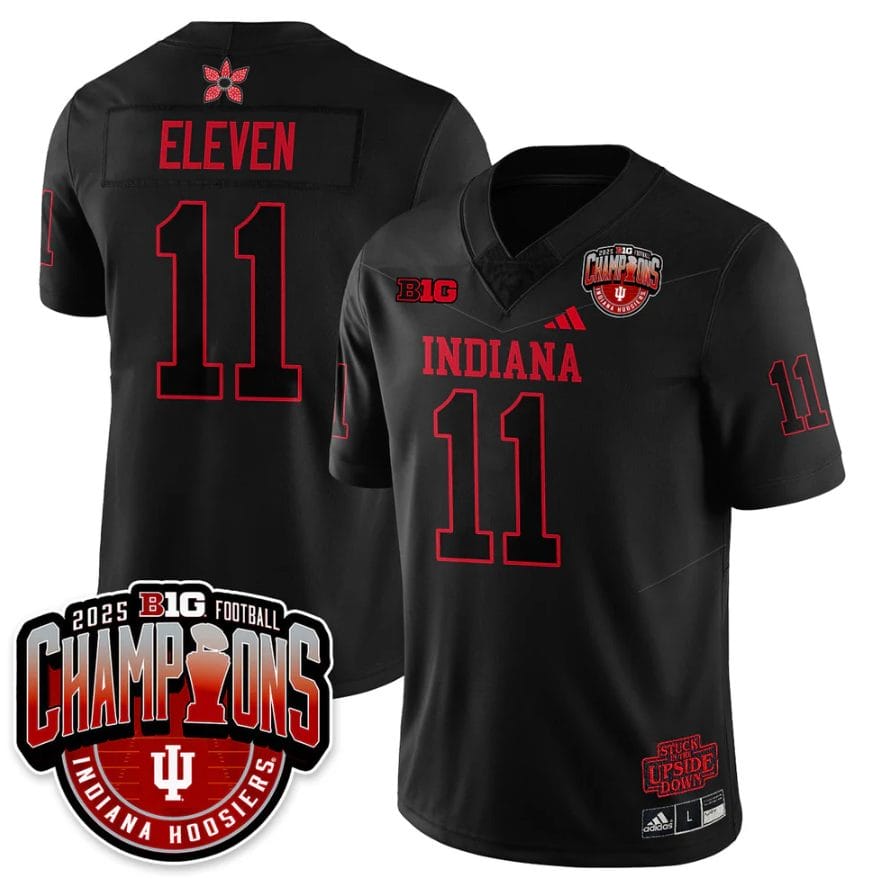 Alternative view of Eleven Jersey #11 Indiana Hoosiers Stranger Things Big 10 Champions Stitched