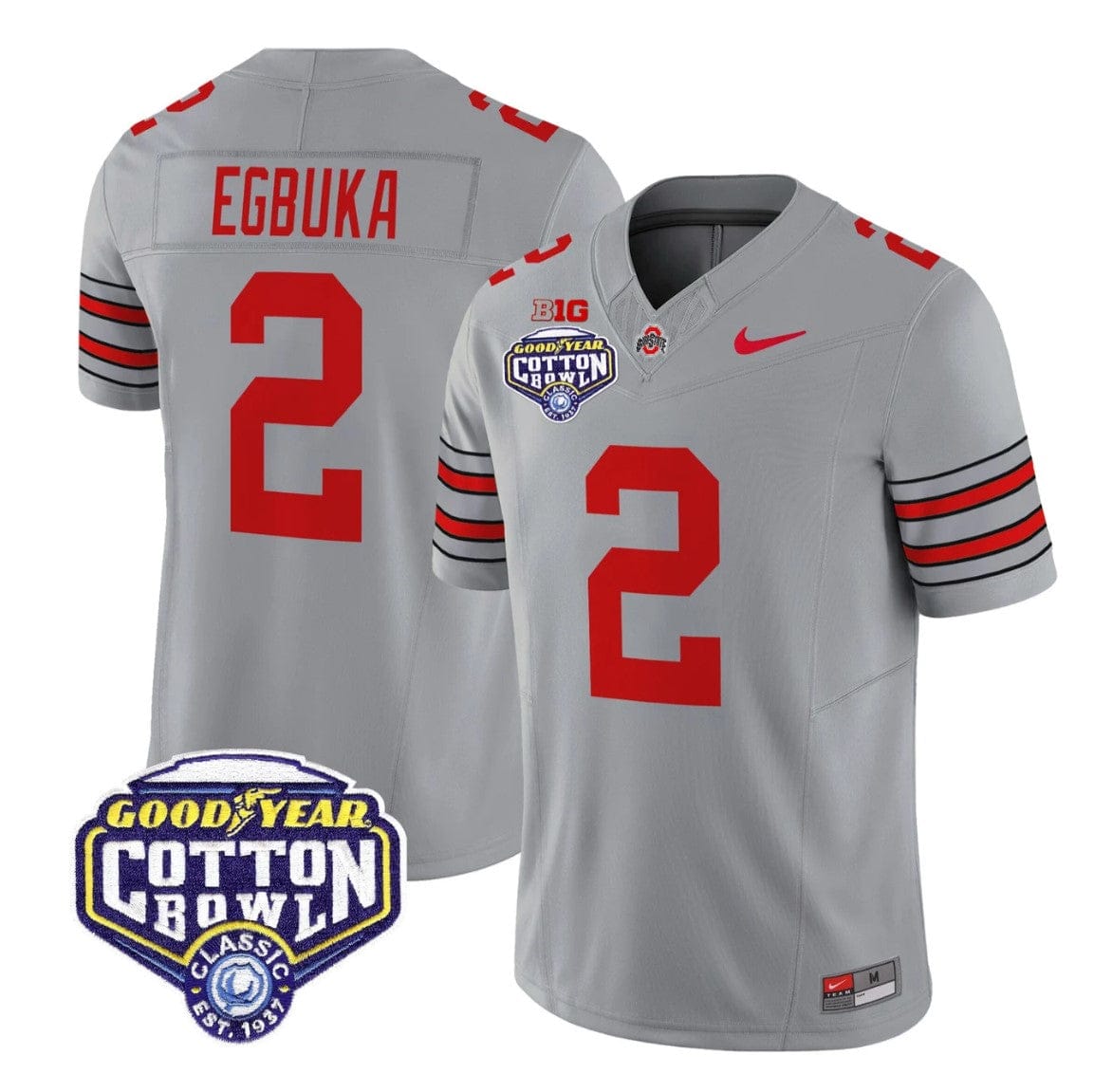Alternative view of Emeka Egbuka Jersey #2 Ohio State Heritage Stripe 2025 Cotton Bowl Stitched
