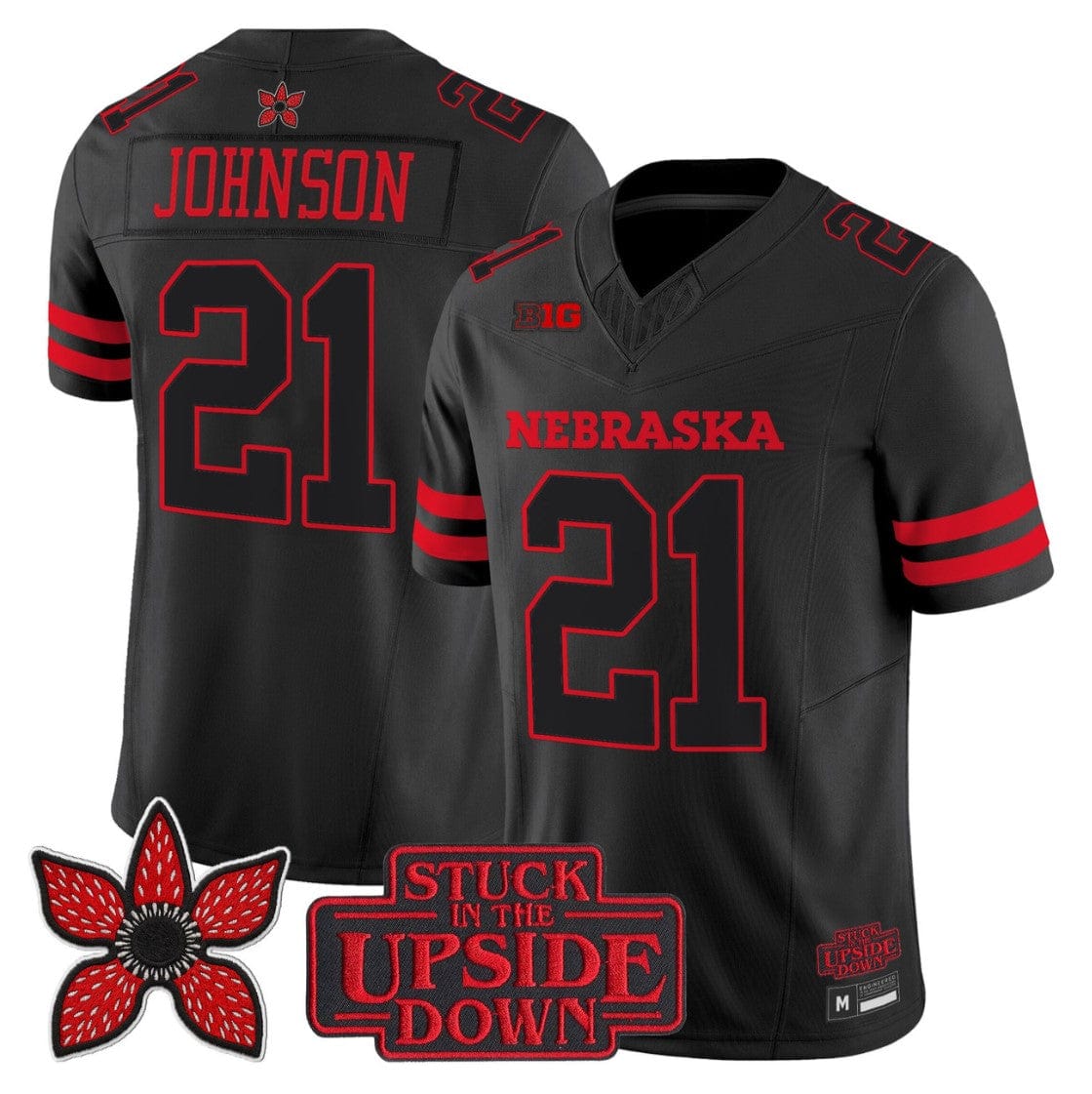 Emmett Johnson Jersey #21 Nebraska Cornhuskers Stranger Things Edition Stitched