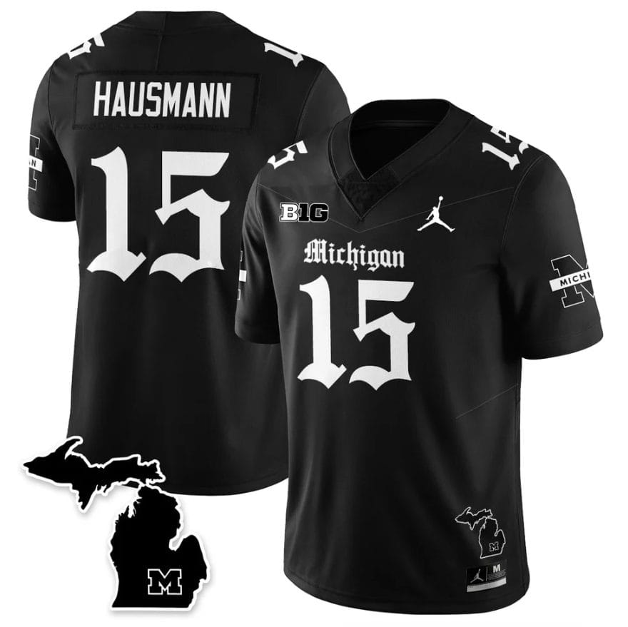 Alternative view of Ernest Hausmann Jersey #15 Michigan Wolverines Gothic Vapor Stitched