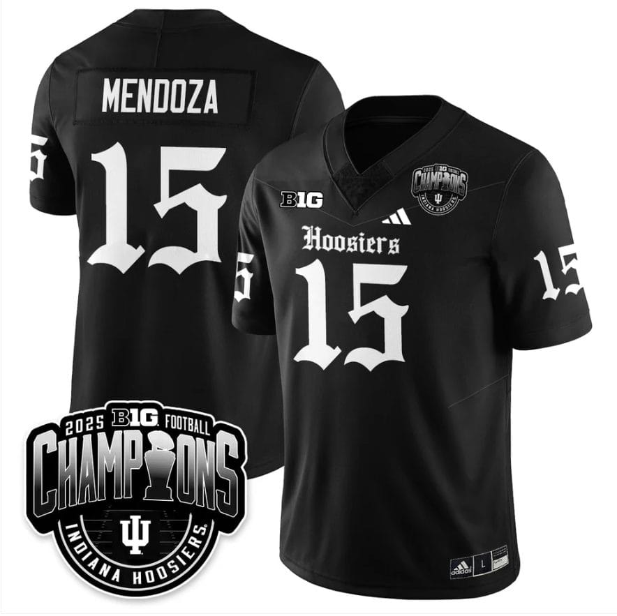 Alternative view of Fernando Mendoza Jersey #15 Indiana Hoosiers Gothic Big 10 Champions