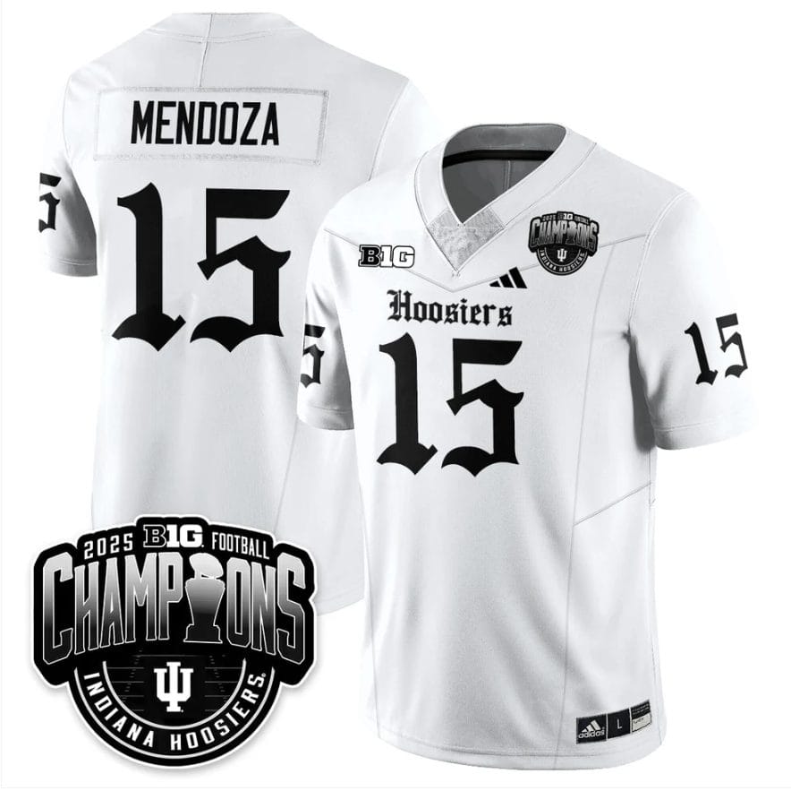Fernando Mendoza Jersey #15 Indiana Hoosiers Gothic Big 10 Champions - Image 3