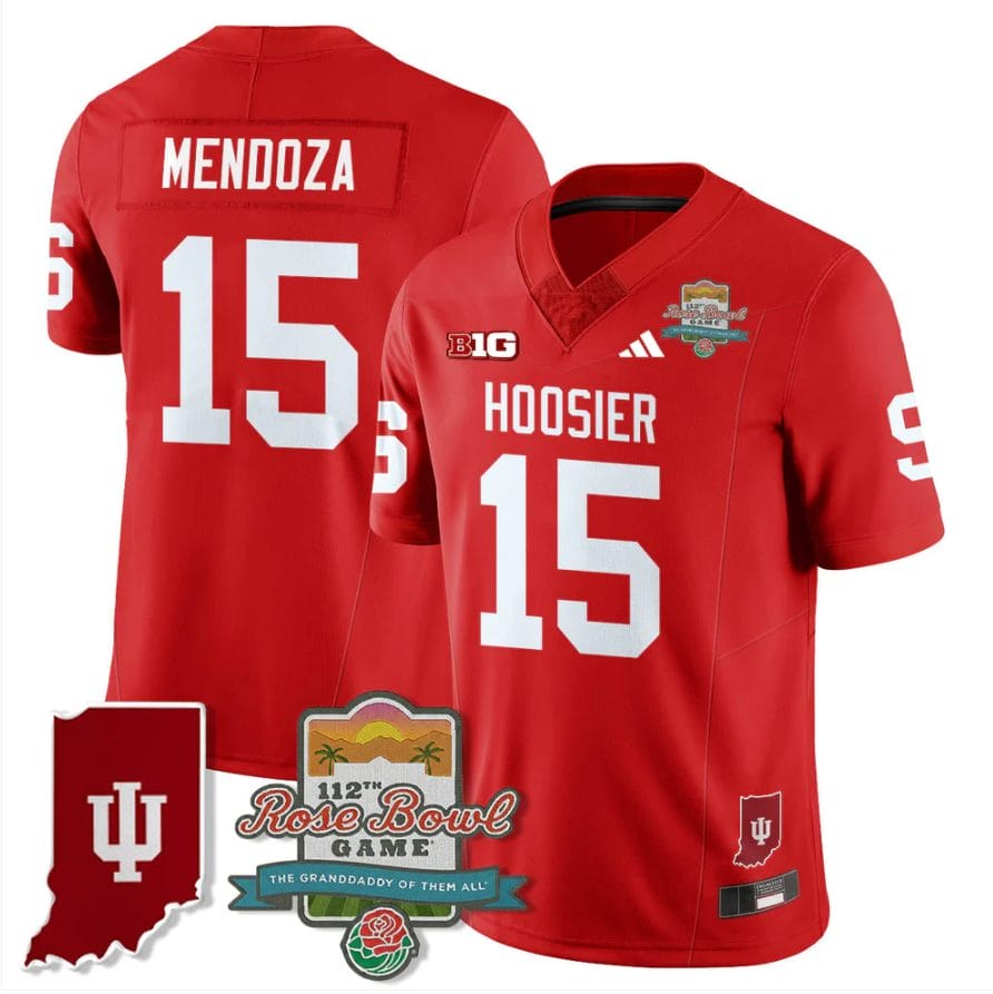 Fernando Mendoza Jersey #15 Indiana Hoosiers Rose Bowl 112th Patch Stitched - Image 3