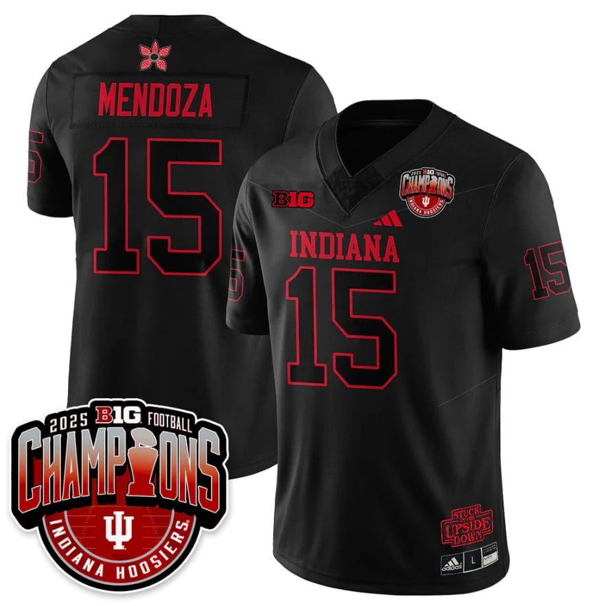 Alternative view of Fernando Mendoza Jersey #15 Indiana Hoosiers Stranger Things Big 10 Champions  Stitched