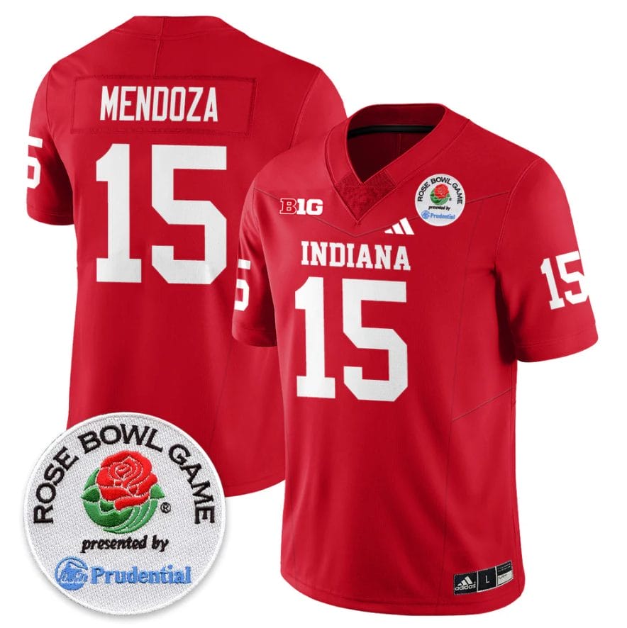 Fernando Mendoza Jersey #15 Indiana Hoosiers Vapor Rose Bowl Stitched - Image 3