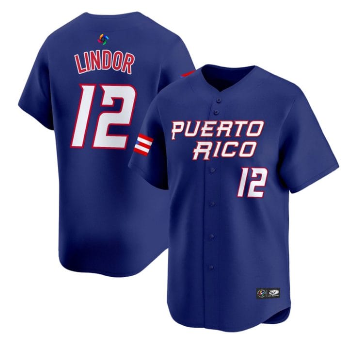 Alternative view of Francisco Lindor Jersey #12 Puerto Rico Classic 2026 Roster Stitched