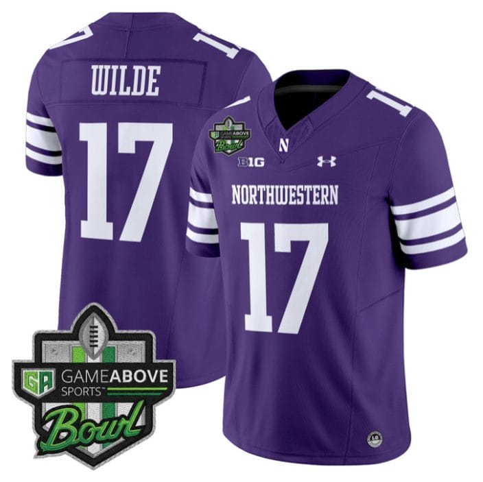 Alternative view of Griffin Wilde Jersey #17 Northwestern Wildcats 2025 GameAbove Sports Bowl