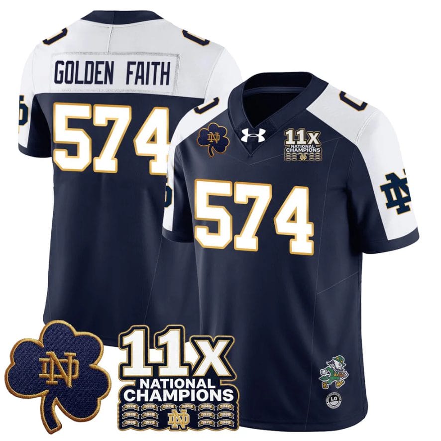 Golden Faith Jersey #574 Notre Dame 11x-Time National Champions Stitched - Image 3