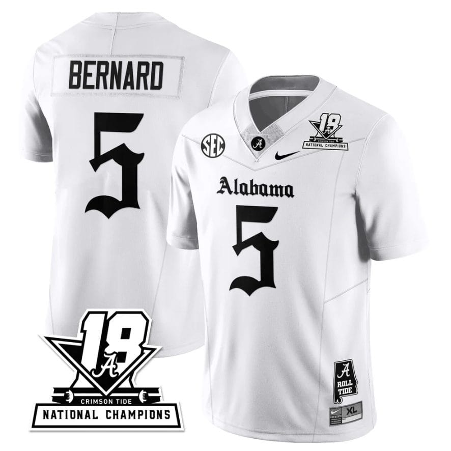 Germie Bernard Jersey #5 Alabama Crimson 18x-Time National Champions Gothic - Image 3