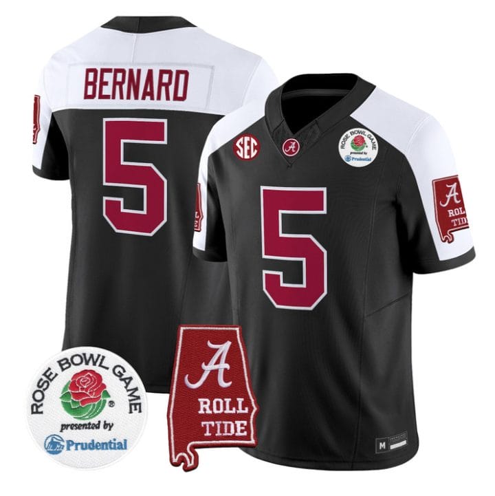 Germie Bernard Jersey #5 Alabama Crimson Tide 2026 Rose Bowl Patch Stitched
