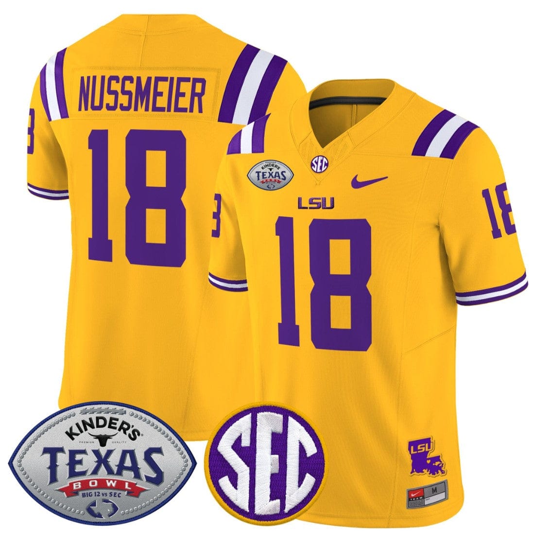 Alternative view of Garrett Nussmeier Jersey #18 LSU Tigers 2025 Texas Bowl Vapor Stitched