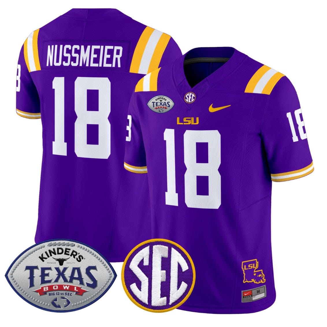 Garrett Nussmeier Jersey #18 LSU Tigers 2025 Texas Bowl Vapor Stitched - Image 4